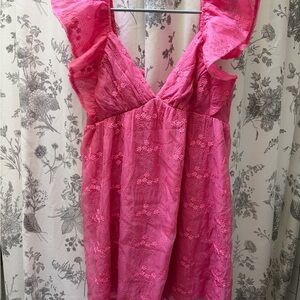 Pink Ruffled Sleeveless Dress